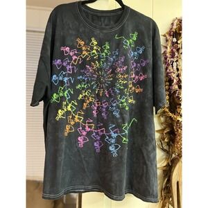 Spiral Skeleton Rainbow Black Vintage Tee Shirt Tie Dye Psychedelic Concert